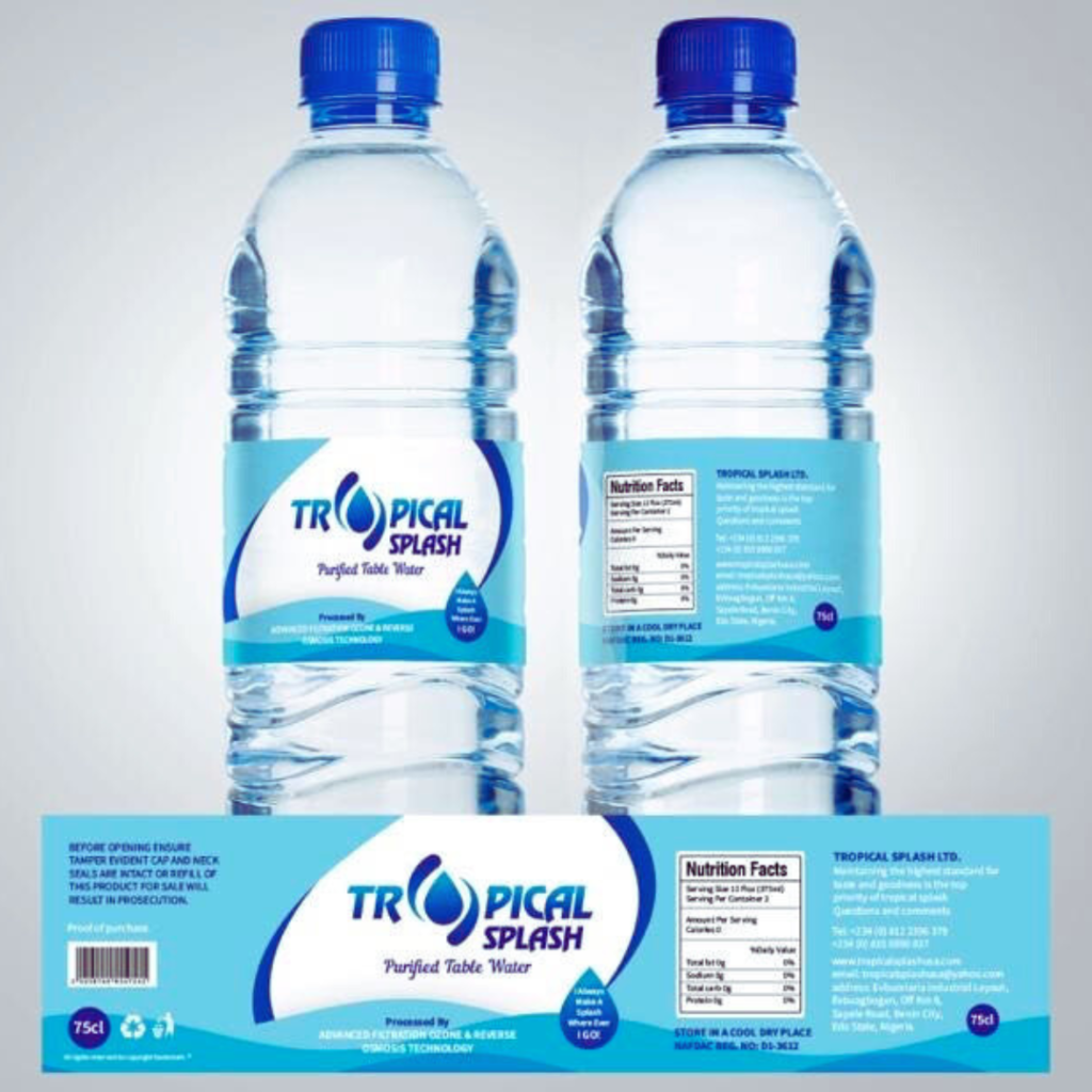 purified bottle table water tropical splash nigeria usa